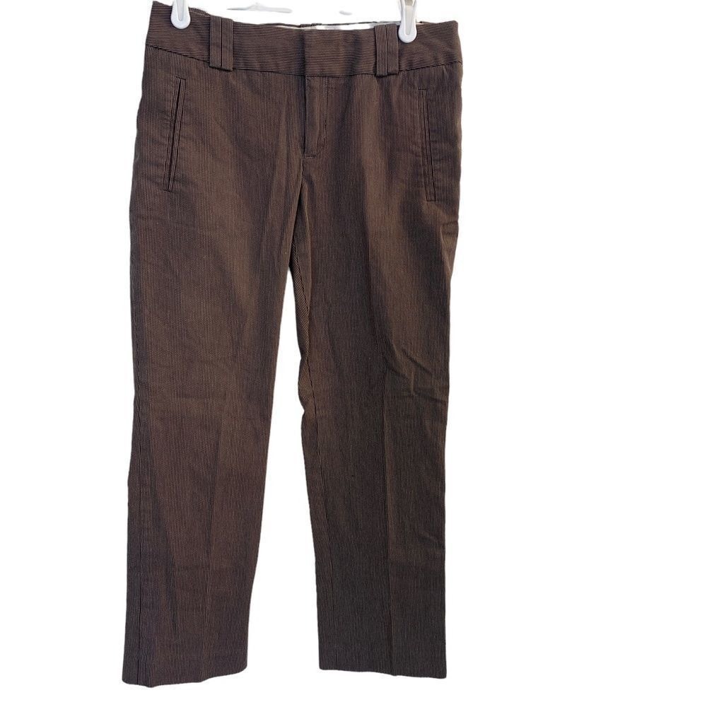 Banana Republic Pants Womens 2 Brown Martin Fit Pinstripe Straight Leg Stretch